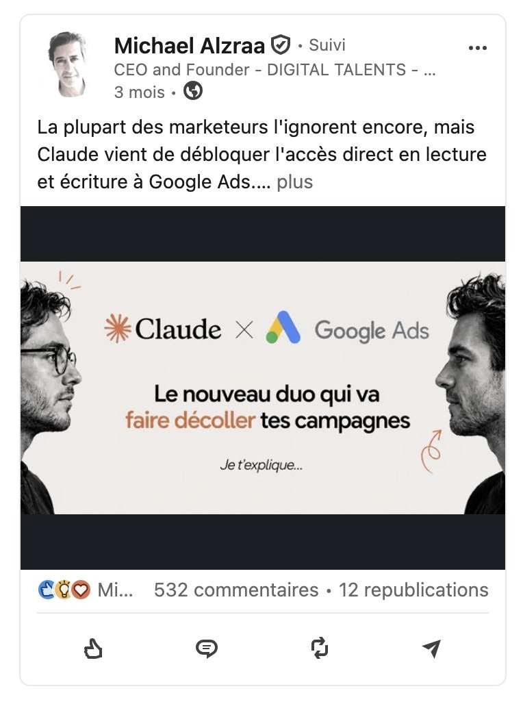 Post LinkedIn de Michael Alzraa, CEO Digital Talents — 532 commentaires, 12 republications